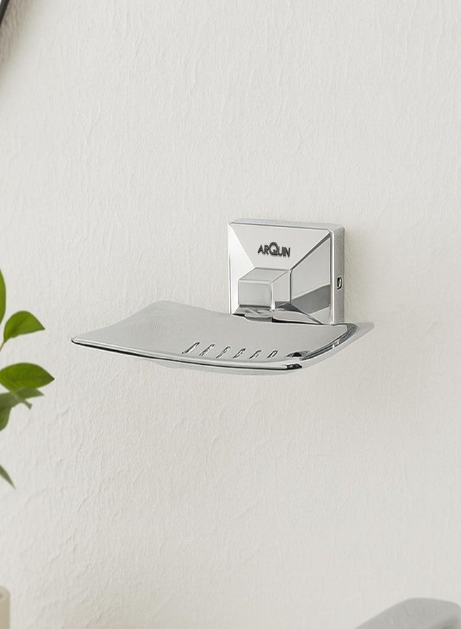 ARQUIN ARQUIN 304 Grade Stainless Steel Soap Holder for Bathroom | Soap Dish | Soap Stand | Bathroom Accessories Set Modern Design with Drainage Slots Soap Stand for Washbasin Vento (Chrome) - Image 1